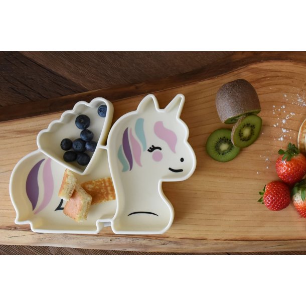 Melii Sugekop silikone tallerken - Hvid enhjrning 