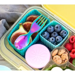 LEKKABOX Ske/gaffel - Rustfri stl - Rainbow 