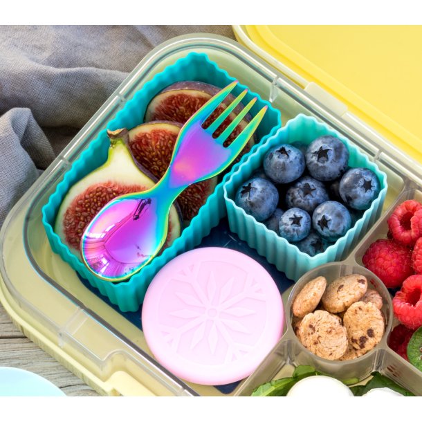 LEKKABOX Ske/gaffel - Rustfri stl - Rainbow 