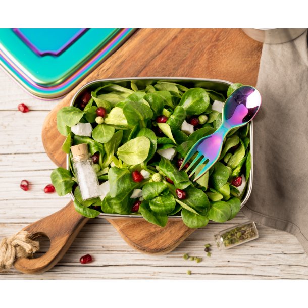 LEKKABOX Ske/gaffel - Rustfri stl - Rainbow 