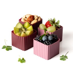 LEKKABOX Cups Firkantet Forme - 4 stk. - Blomme 