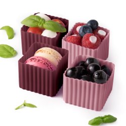 LEKKABOX Cups Firkantet Forme - 4 stk. - Blomme 