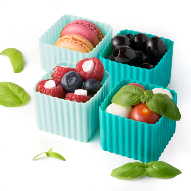 LEKKABOX Firkantet Forme - 4 stk. - Ocean 