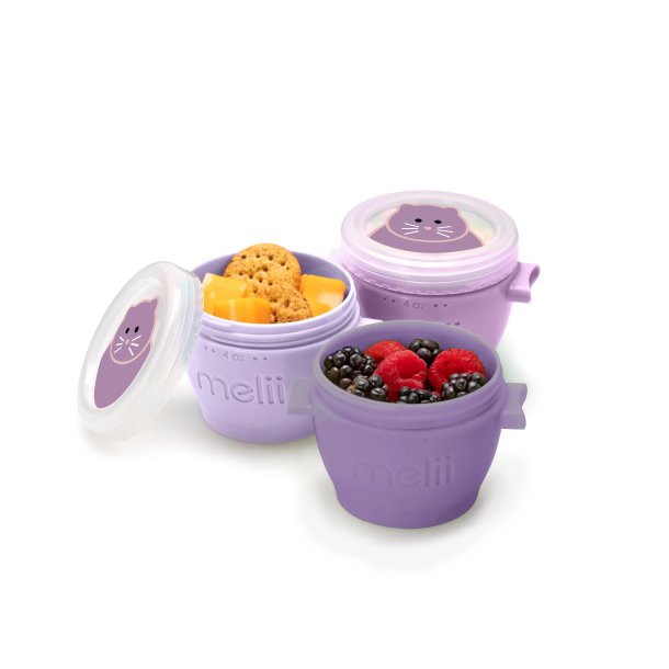 Melii Snap &amp; Co Cups/Pods - Kat print - Lilla - 118 ml (4 stk)