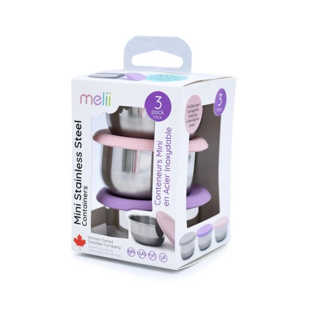 Melii - Mini dip beholder - 2 stk. Rustfri st�l - Lyser�d/lilla 