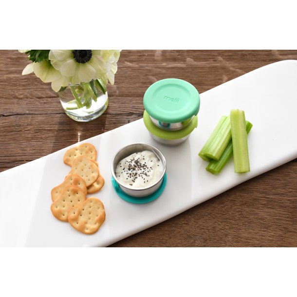 Melii - Mini dip beholder - 2 stk. Rustfri st�l - Bl�/lime