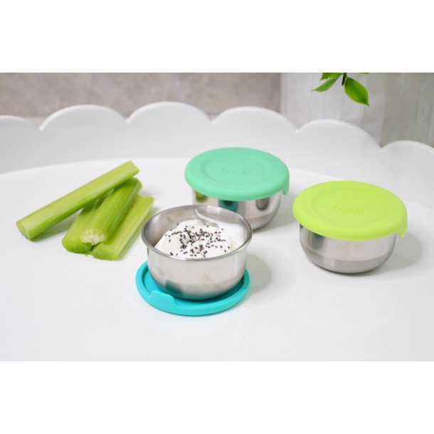 Melii - Mini dip beholder - 2 stk. Rustfri st�l - Bl�/lime