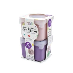 Melii silikone snackbeholder - 2 stk - Lyserd og lilla 