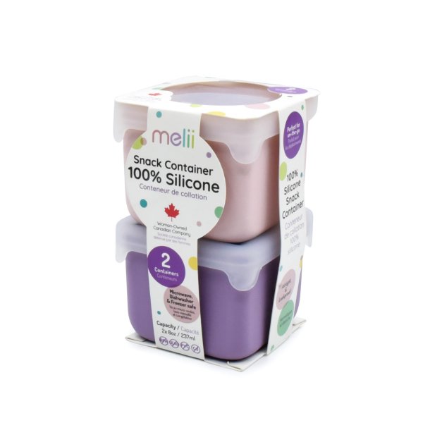 Melii silikone snackbeholder - 2 stk - Lyserd og lilla 
