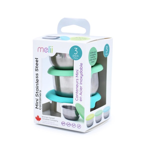 Melii - Mini dip beholder - 2 stk. Rustfri st�l - Bl�/lime