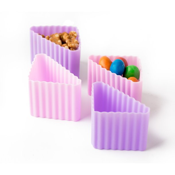 LEKKABOX Trekant forme - 4 stk. Lyserd/Lilla 