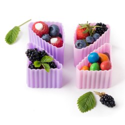 LEKKABOX Trekant forme - 4 stk. Lyserd/Lilla 