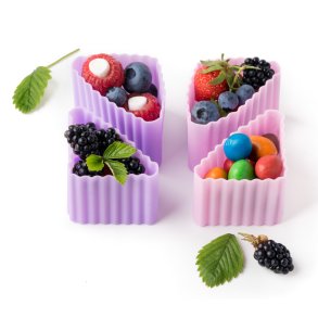 LEKKABOX Trekant forme - 4 stk. Lyserd/Lilla 