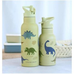 A Little Lovely Company - XL Drikkeflaske Rustfri St�l - 500 ml - Dinosaur 