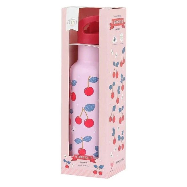 A Little Lovely Company - XL Drikkeflaske Rustfri St�l - 500 ml - Cherries 