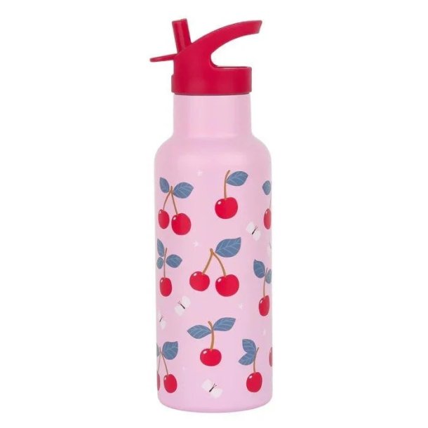 A Little Lovely Company - XL Drikkeflaske Rustfri St�l - 500 ml - Cherries 