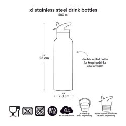 A Little Lovely Company - XL Drikkeflaske Rustfri St�l - 500 ml - Cherries 