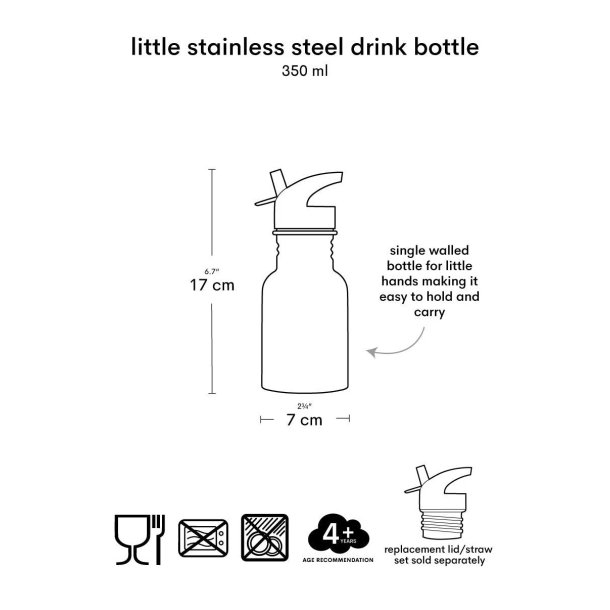 A Little Lovely Company - Drikkeflaske Rustfri St�l - 350 ml - Dinosaur 