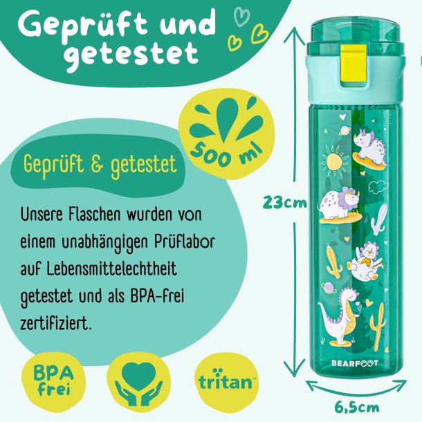 Bearfoot letvgts drikkedunk - Mint - Dino - 500 ml