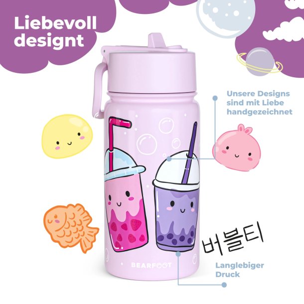 Bearfoot Termo Drikkedunk - Lyserd Bubble tea - 400 ml