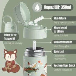Bearfoot B�rne Termo Drikkedunk - Rustfri St�l - 350 ml - Salvie Egern