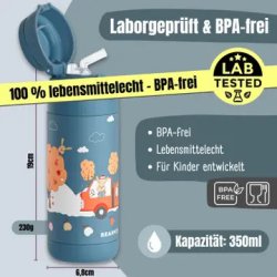 Bearfoot B�rne Termo Drikkedunk - Rustfri St�l - 350 ml - Brandbil og Kaniner
