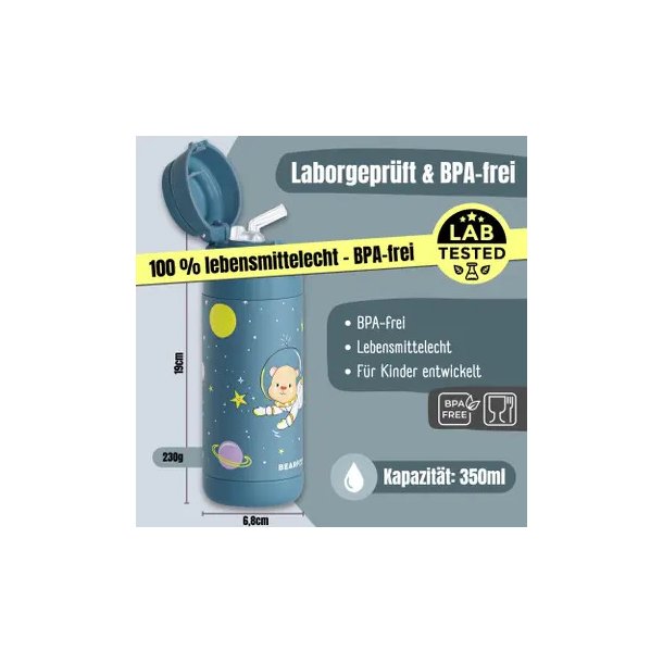 Bearfoot B�rne Termo Drikkedunk - Rustfri St�l - 350 ml - Bl� Bj�rn I Rummet 