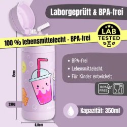 Bearfoot B�rne Termo Drikkedunk - Rustfri St�l - 350 ml - Lyser�d Bubble Tea