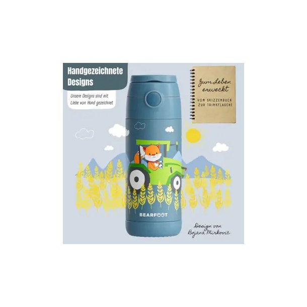 Bearfoot B�rne Termo Drikkedunk - Rustfri St�l - 350 ml - Bl� Traktor