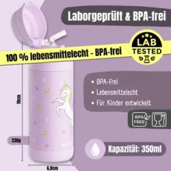 Bearfoot B�rne Termo Drikkedunk - Rustfri St�l - 350 ml - Lyser�d Enhj�rning 
