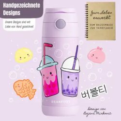 Bearfoot B�rne Termo Drikkedunk - Rustfri St�l - 350 ml - Lyser�d Bubble Tea