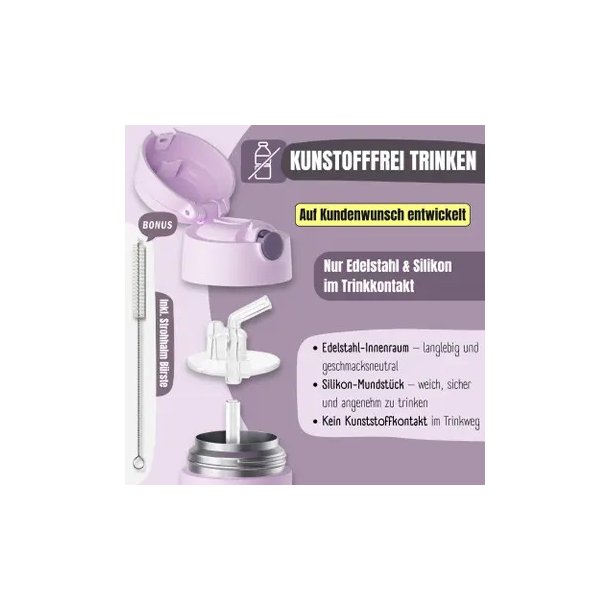 Bearfoot B�rne Termo Drikkedunk - Rustfri St�l - 350 ml - Lyser�d Bubble Tea