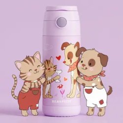 Bearfoot B�rne Termo Drikkedunk - Rustfri St�l - 350 ml - Lyser�d Hund og Kat 