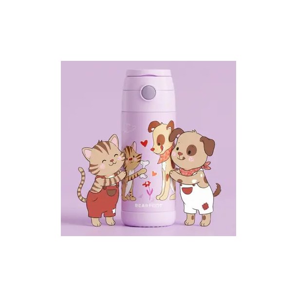 Bearfoot B�rne Termo Drikkedunk - Rustfri St�l - 350 ml - Lyser�d Hund og Kat 