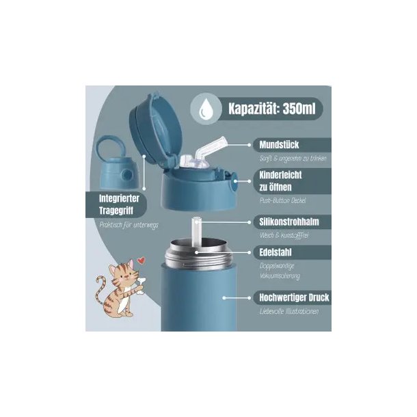 Bearfoot B�rne Termo Drikkedunk - Rustfri St�l - 350 ml - Bl� 