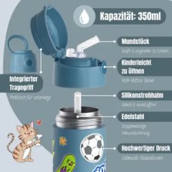 Bearfoot B�rne Termo Drikkedunk - Rustfri St�l - 350 ml - Bl� Klisterm�rker 