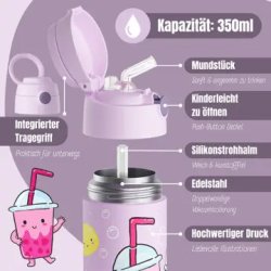 Bearfoot B�rne Termo Drikkedunk - Rustfri St�l - 350 ml - Lyser�d Bubble Tea