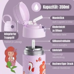 Bearfoot B�rne Termo Drikkedunk - Rustfri St�l - 350 ml - Lyser�d Havfrue
