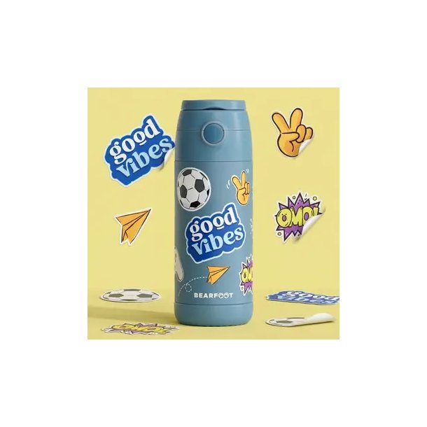 Bearfoot B�rne Termo Drikkedunk - Rustfri St�l - 350 ml - Bl� Klisterm�rker 