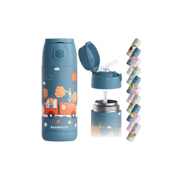 Bearfoot B�rne Termo Drikkedunk - Rustfri St�l - 350 ml - Brandbil og Kaniner