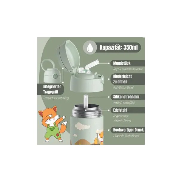 Bearfoot B�rne Termo Drikkedunk - Rustfri St�l - 350 ml - Salvie Traktor
