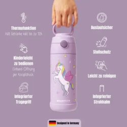Bearfoot B�rne Termo Drikkedunk - Rustfri St�l - 350 ml - Lyser�d Enhj�rning 