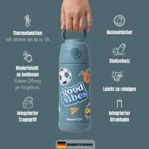Bearfoot B�rne Termo Drikkedunk - Rustfri St�l - 350 ml - Bl� Klisterm�rker 