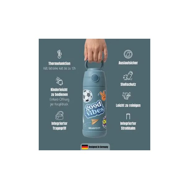 Bearfoot B�rne Termo Drikkedunk - Rustfri St�l - 350 ml - Bl� Klisterm�rker 