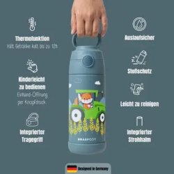 Bearfoot B�rne Termo Drikkedunk - Rustfri St�l - 350 ml - Bl� Traktor
