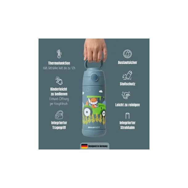 Bearfoot B�rne Termo Drikkedunk - Rustfri St�l - 350 ml - Bl� Traktor