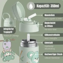 Bearfoot B�rne Termo Drikkedunk - Rustfri St�l - 350 ml - Salvie Koala
