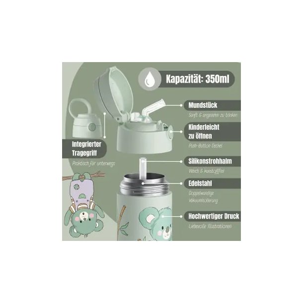 Bearfoot B�rne Termo Drikkedunk - Rustfri St�l - 350 ml - Salvie Koala