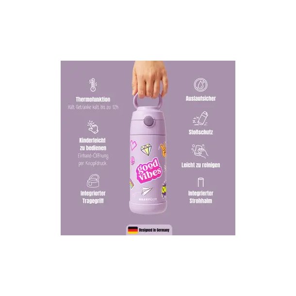 Bearfoot B�rne Termo Drikkedunk - Rustfri St�l - 350 ml - Lyser�d Klisterm�rker