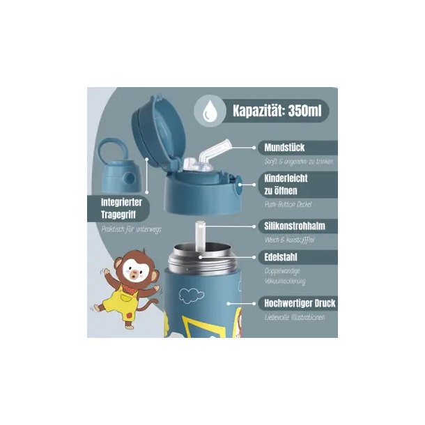 Bearfoot B�rne Termo Drikkedunk - Rustfri St�l - 350 ml - Gravmaskine og Aber 